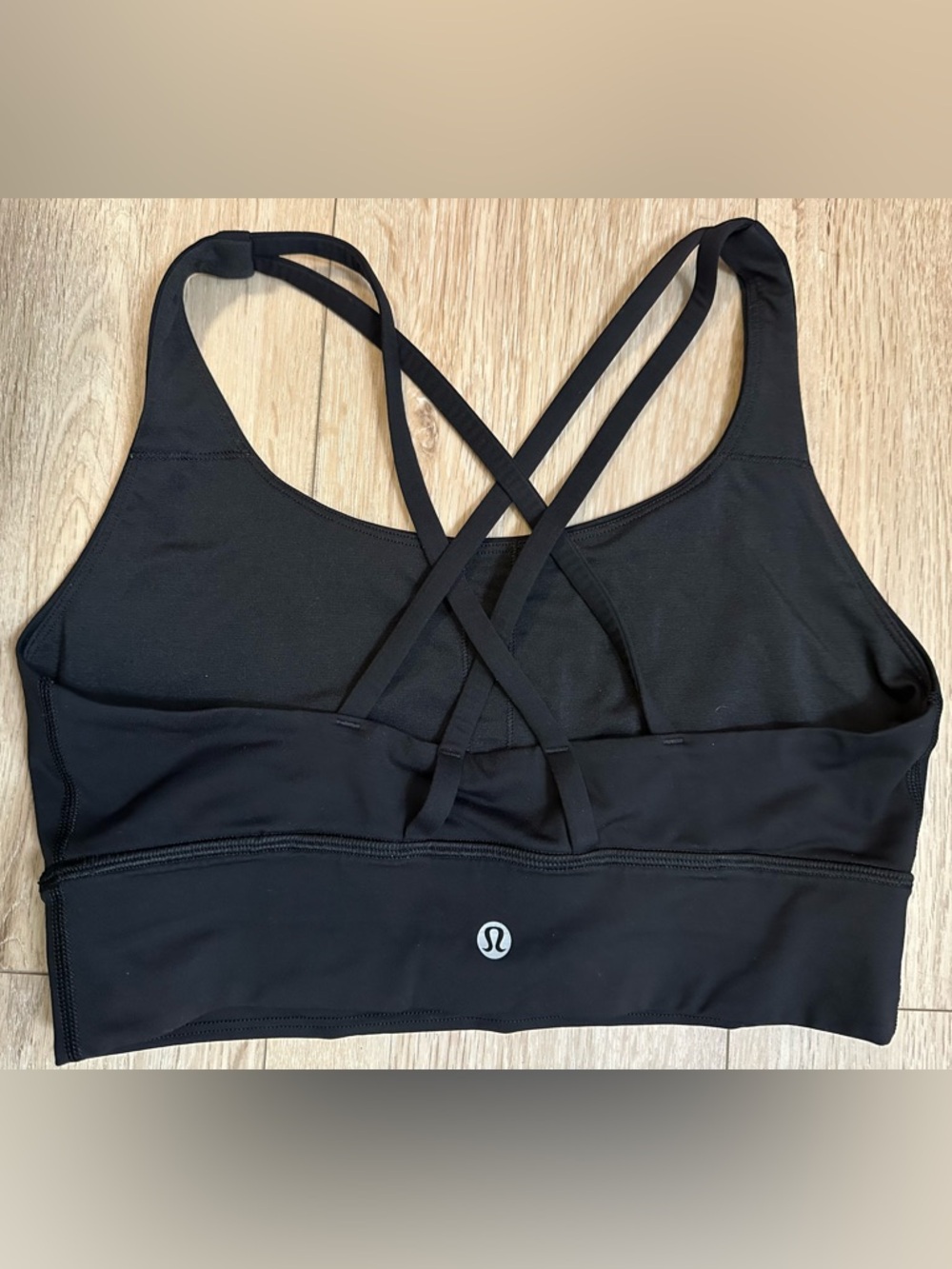 lululemon Energy LongLine athletica Black Strappy Sports Bra Sz 8 - Picture 3 of 5